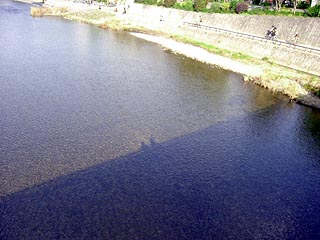 鴨川に写るぼくとわが妻